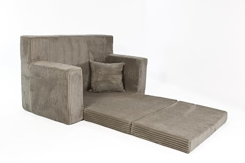 FORTISLINE - Divano per bambini pieghevole 83 x 47 x 43 cm Oeko-TEX, divano da gioco per bambini 2 in 1 - Divano per bambini con funzione letto - Divano letto in schiuma - Morbido velluto - Molti