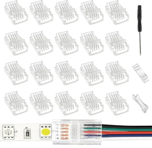EPLZON Conector de Tira LED 5Pin 10mm - Conector Rápido Sin Soldadura Para Luz de Cinta LED Monocromática SMD 5050/5630 de 10mm Ancho (20 Piezas)