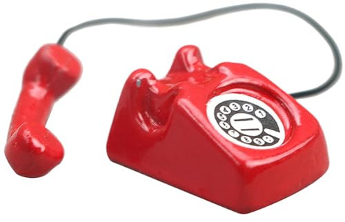 Miniatur -Telefon niedliche realistische 0,3 x 0,6 x 0,4 Zoll 1 12 Skala Dollhouse Möbel, lustiges DIY -Zubehör Spielzeugtelefon für Dollhouse Decor Kinder Geschenke, Rot, Miniatur -Telefon
