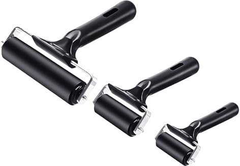 3 rodillos de goma, rodillo de goma, 6 cm/10 cm/15 cm, rodillo de presión, rodillo de goma, rodillo de presión, rodillo de goma, rodillo de linóleo para bloques de tinta, impresión, papel pintado,