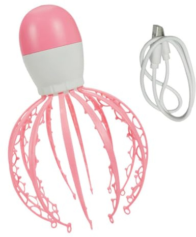COLLBATH Masseur de Tête Électrique Forme de Pieuvre Outil de Massage Crânien Relaxation Musculaire Portable et Rechargeable Couleur Rose