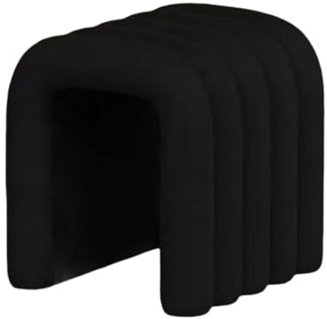 XRBCNMM Modern Cloud Stool Teddy Sofa Chair Fleece Accent Seat Minimalist Lounge Stool for Bedroom Living Room Small Spaces Kids Adults Dressing Table Reading Corner Comfy Tub (Black)