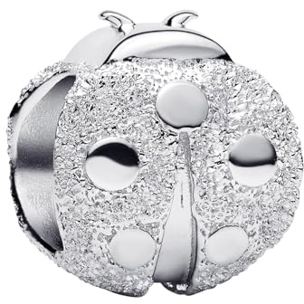 PANDORA Moments 794527C00 - Ciondolo a forma di coccinella testurizzata in argento Sterling, compatibile con Moments
