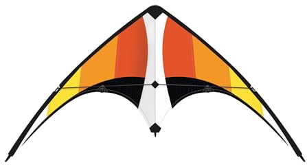 Günther Flugspiele 1086 Sports Stunt Kite Fire Loop, Approx. 100 x 56 cm, Kite Made of Robust Ripstop Polyester, for Children from 8 Years, Includes Cords on 2 Rope Reels