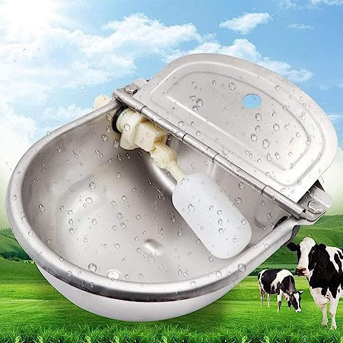 MOGOULUA Automático Acero Inoxidable Ganado Cuenco Mascotas Bebedero con Válvula de Flotación Comederos y Bebederos para Caballos Cabras Perros Cerdos