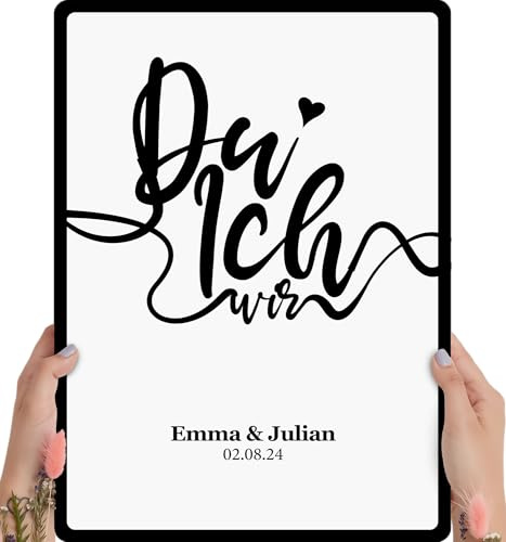 Holzbild Du Ich Wir - personalisierbar zum Hinstellen/Aufhängen optional beleuchtet, personalisierte geschenke freundin mit Spruch auf Holz - Wand-Bild Aufsteller Dekoration - persönliches Geschenk