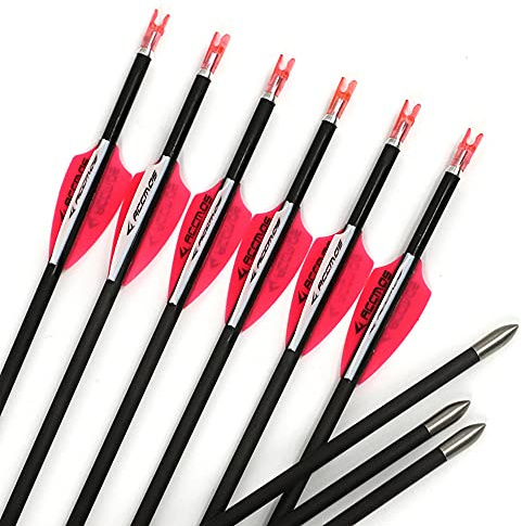 Spine 1300 Flèche 26 Pouces Flèche Flèches Carbone Flèche Cible Flèche de Chasse Arc à Poulies Arc Classique Adulte Jeunesse Tir à l’Arc Entraînement 12pcs
