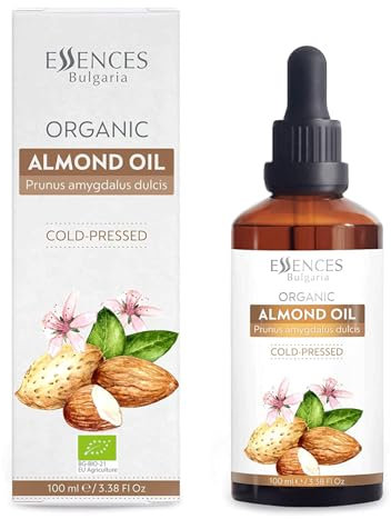 Essences Bulgaria Bio-Mandelöl 100 ml | 100 % Natürlich | Kaltgepresst | Therapeutische Qualität | Familienbetrieb | Feuchtigkeitspflege | Massageöl | Trägeröl