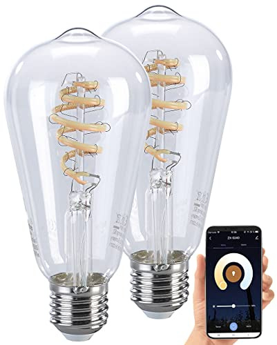 Luminea Home Control LED Birnen E27: 2er-Set LED-Filament-Lampen E27, CCT, 4,5 W (ersetzt 35 W), für ZigBee (WLAN-Filament-Lampe weiß, WLAN-Birnen, Farbe)