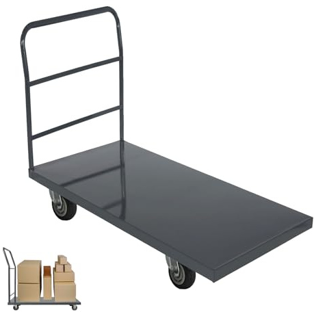 Heavy Duty Platform Truck Moving Flatbed Cart, 24x48Push Dolly, 2000 LBS Dolly Cart Flatform with Wheels and Handle, Steel Flatbed Cart for Luggage Moving, Shopping