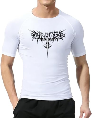IFIKK Herren Kompression Shemd Anime Print Gym Sport Schnell Trocknen Gym T-Shirts Fitness Sportliche Unterhemden Elastizität Tops T-Shirt Sommer Männlich (02GYM,M)