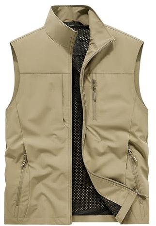 Mymyguoe Outdoor Weste Herren Anglerweste Cargo Weste Arbeitswesten Herren Dünne Anglerweste Mit Vielen Taschen Leicht Softshelljacke Ohne Ärmel Multifunktionsweste Einfarbig Westen Sportwesten