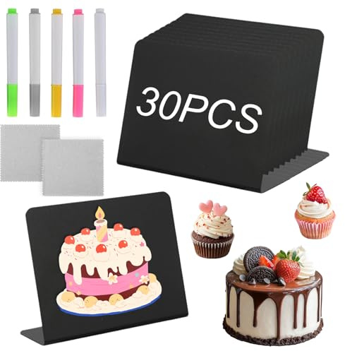 Pequeñas Pizarras Negras 30 Piezas Pizarras Pequeñas para Escribir 10x7.5cm Porta Precios con Pizarra Tipo L Negras Tablero de Tiza Pizarra Pequeña de Mesa para Buffet Bodas Fiestas