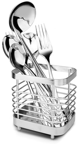 Dawitrly Kitchen Utensil Holder, Stainless Steel Cutlery Drainer for Sink