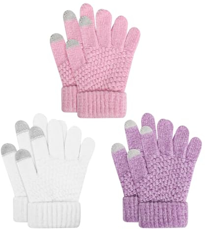TAGVO Gants et Moufles Tricotés Tactile d'hiver pour Enfants 3 à 8 Ans, Gant Magique de Cyclisme Course Ski Chauds Coupe-Vent Élasticité Full Fingers pour Garçon Fille Sports de Plein air