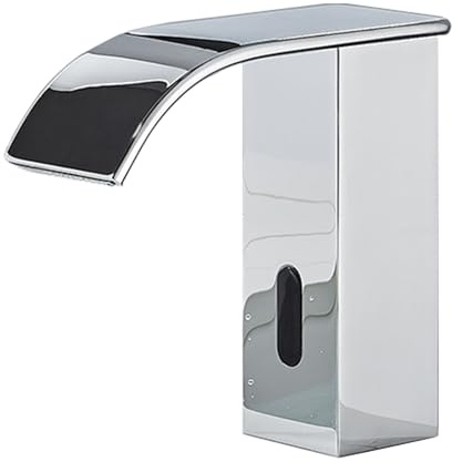 Bathroom Sink Taps Basin Mixer Tap Sensor Taps for Wash Basin Waterfall Hot and Cold Bathroom Faucets Infrared Basin Tap Brass Battery Powered,Chrome,Low