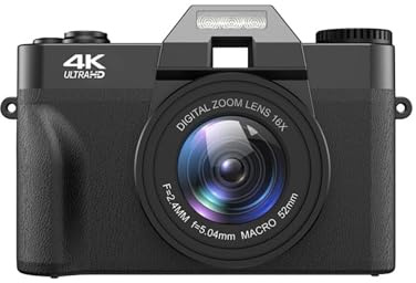 Korons Digital Camera – 56 MP 4K Ultra HD Video, 16× Digital Zoom, 3.0″ Flip Screen, Built-in Fill Light & WiFi Transfer (Black) (Black, 128 GB)