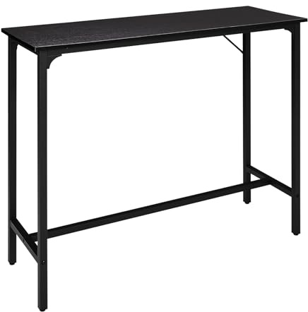 Karl home Rectangular Bar Table Industrial Steel Frame, Black | Kitchen Breakfast Table