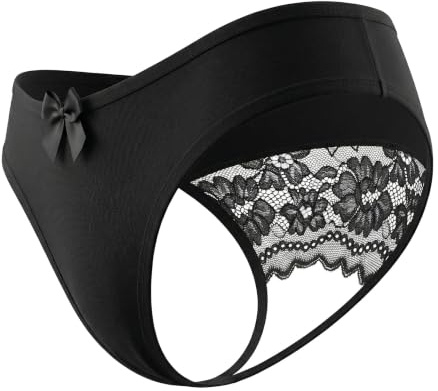 Eagerlove String Sexy Femme Culotte Coquine Ouverte Dentelle Slip Tanga | Tissu Soyeux,Dos Ajouré Dentelle Florale,Dos‑t Invisible,Compatible Leggings,Robes,Jeans,Idéal Soirées Rendez‑vous