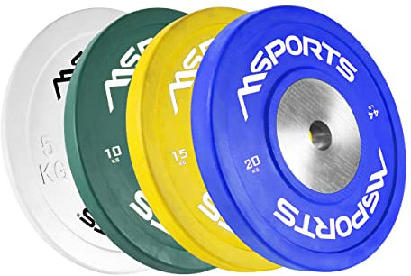 MSPORTS Olympia Hantelscheiben 2er Set Professional Lochdurchmesser 51 mm - Studio Qualität - Gusseisen - Gummiummantelt 5-20 kg Hantel (5 kg - Polarweiß)
