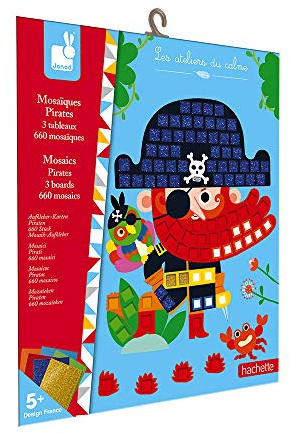 Janod - Coffret Mosaïques en Mousse Pirates - Les Ateliers du Calme - Kit Loisir Créatif Enfant - Apprentissage Motricité fine et Concentration - Dès 5 ans, J07897