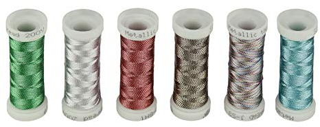 Metallic Embroidery Thread 200 Yards Each for French Embroidery or Machine Embroidery for Janome Brother Pfaff Babylock Singer Bernina Husqvaran and Most Home Embroidery Sewing Machines (6 Colors #2)
