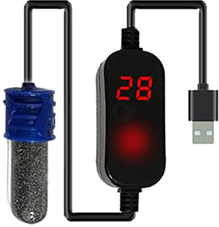 Aquarium Heizung, 15W Aquarien Regelheizer mit LED-Anzeige, USB Aquarienheizer für Fischtanks und Aquarium, Einstellbarem Temperaturregler