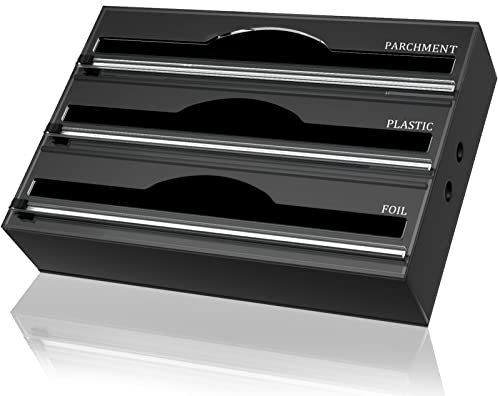 AXOTEN Acryl 3 in 1 Folienspender Mit Cutter, Frischhaltefolie abroller, Für Küchenschublade (3 Steckplatz)