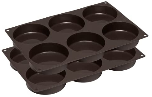 Lurch 585086 FlexiForm Burger Buns set om 2/2 silikonbakformar för 8,5 cm pattys, brun