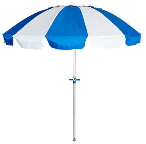 Parasol 240 cm 16 vernis en fibre de verre, tissu polyester avec protection solaire UPF50+ (bloque 99% des rayons UV), parasol de plage/jardin en aluminium de 2,4 m de diamètre.