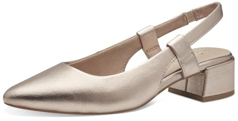 MARCO TOZZI Décolleté da donna morbido plantare Feel Me fodera morbida vegane alla moda, metallico (PLATINUM), 38 EU