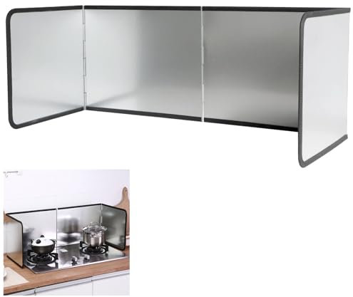Fousenuk Pannello Paraschizzi Cucina Padella, 4 Lati Antiaderente Paraschizzi Parete Cucina Pieghevole, Contro Gli Schizzi di Protezione per Schizzi di Olio, per Cucine a Gas e Padella (76x29x30cm)