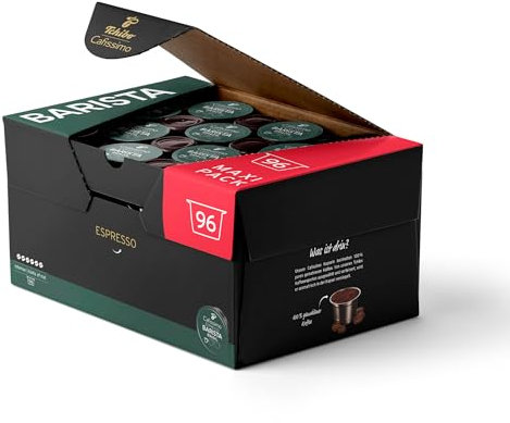 Tchibo Cafissimo Vorratsbox Espresso Brasil Kaffeekapseln, 96 Stück (Espresso, ausdrucksstark mit Nussnote), nachhaltig & fair gehandelt
