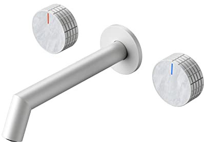 Grifos de baño, grifo de baño montado en la pared, grifos de baño for fregadero de 3 orificios, lavabo de baño, grifo mezclador de lavabo de latón con doble manija, lavabo de tocador, grifo de montaje