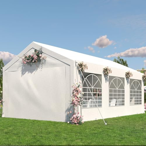 TRIUMPHKEY Partyzelt Pavillon 4x6 Wasserdicht Stabil Gartenzelt UV Schutz 50+ Zelt 170g PE Plane Festzelt Bierzelt Gartenpavillon für Garten, Party, Festival, Hochzeit, weiß