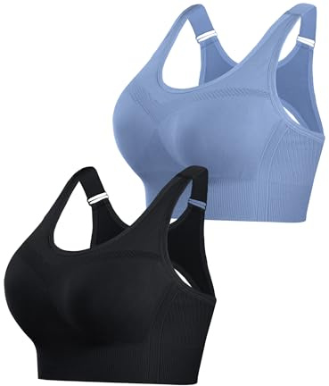 Litherday Bygellös Dam Sport-BH utan bygel Push Up High Impact Vadderad Stöttålig Fitness Top för Träning Yoga Löpning Jogging S-XXL