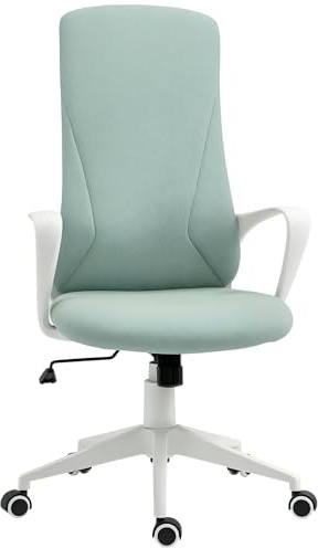 Vinsetto Sedia da Ufficio, Sedia da Scrivania Ergonomica con Supporto Lombare, Schienale Alto e Braccioli, Poltrona Studio Girevole in Tessuto con Funzione Dondolo e Altezza Regolabile, Verde