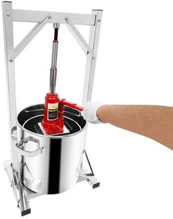CHFUNE Pressa per frutta idraulica da 22 l, pressa per vino con pressione massima 3T 304, in acciaio inox, per birre domestiche, vini, succhi, verdure