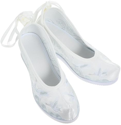 ibasenice Zapatos Hanfu Bordados de Estilo Étnico para Mujer Zapatillas Blancas Cuña Interna Talla 41 Calzado Tradicional Chino para Vestir y Ocasiones Casuales