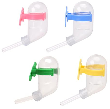 iplusmile 4pcs Hamster Waterer Pet Water Fountain Plastic 60ml Anti-leakage Easy to Install for Pet Cages and Travel Color Assorted style