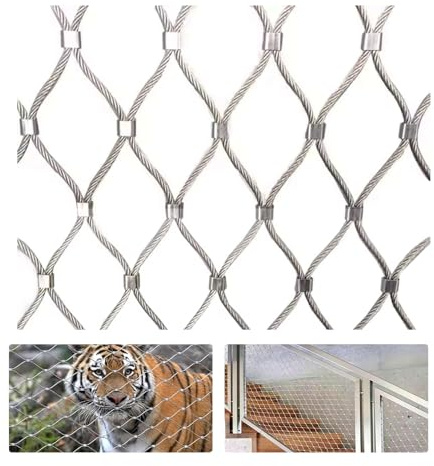 304 Rete in Corda di Acciaio Inossidabile Balaustra Recinzione Rete di Protezione di Sicurezza Rete per Scale Rete Metallica Tessuta per Giardino, Campo Calcio, Scale, Balconi(Size:Mesh 10CM/0.6x10M)