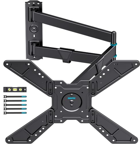 BONTEC Support Mural TV Articulé, 32-75 Pouces, Extension 838 mm | Charge maximale 50 kg, VESA 600x400, Inclinaison et pivotement, Rotation portrait et paysage, Montage en angle