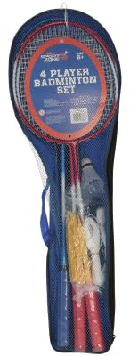 A2Z Ensemble de badminton pour 4 enfants avec filet et poteaux, 4 raquettes, 3 volants pour l'extérieur, le jardin, les sports de plein air, pour les enfants et la famille, plage, parc, vacances