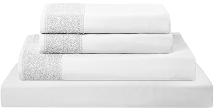 Modern Threads Pacific Coast Textiles 4 PIECE CROCHET LACE MICROFIBER SHEET SET WHITE FULL, Microfibre