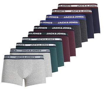 JACK & JONES Mens Jacsolid Trunks 10 Packs Boxershorts, Dark Grey Melange, XXL (10er