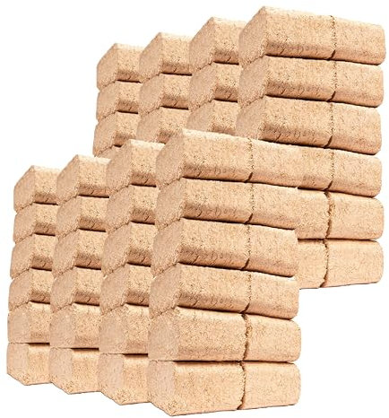 CostMad™ 100% Natural RUF Heat Briquettes Alder Birch Dry Wood - 12 Bricks 10kg - Low 10% Moisture Easy to Light - Low Ash - Eco Friendly - for Open Fire Stove Wood Burner Chiminea (72 Bricks- 60kg)