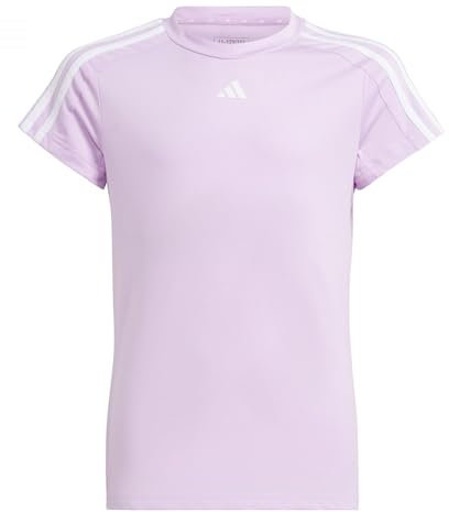 adidas Niñas Train Essentials AEROREADY 3-Stripes Slim-Fit Training tee, Bliss Lilac/White, 14-15 Years