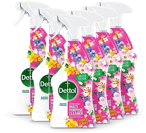 Dettol Flower Power Antibacterial Multipurpose Cleaning Spray | Peony & Rose Fragrance | Limited Edition | 750ml (Pack of 6), Floral