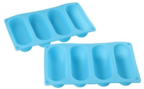 YYlingx 2 Pack Silicone Hot Dog Bun Molds,Hot Dog Bun Pan Mini Baguette Sandwich Bread Forms Baking Tray for Baking Hot Dog, Homemade Rolls Cake