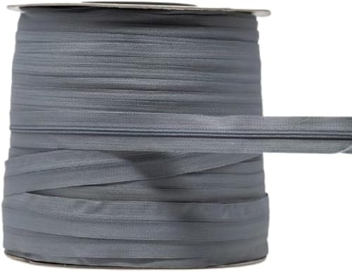 Continuous Zipping Black and Beige with Sliders Cushions Upholstery zips for Sewing Heavy Duty zips on roll Number 5 (Mid Grey, 5 Meter with 10 Sliders)